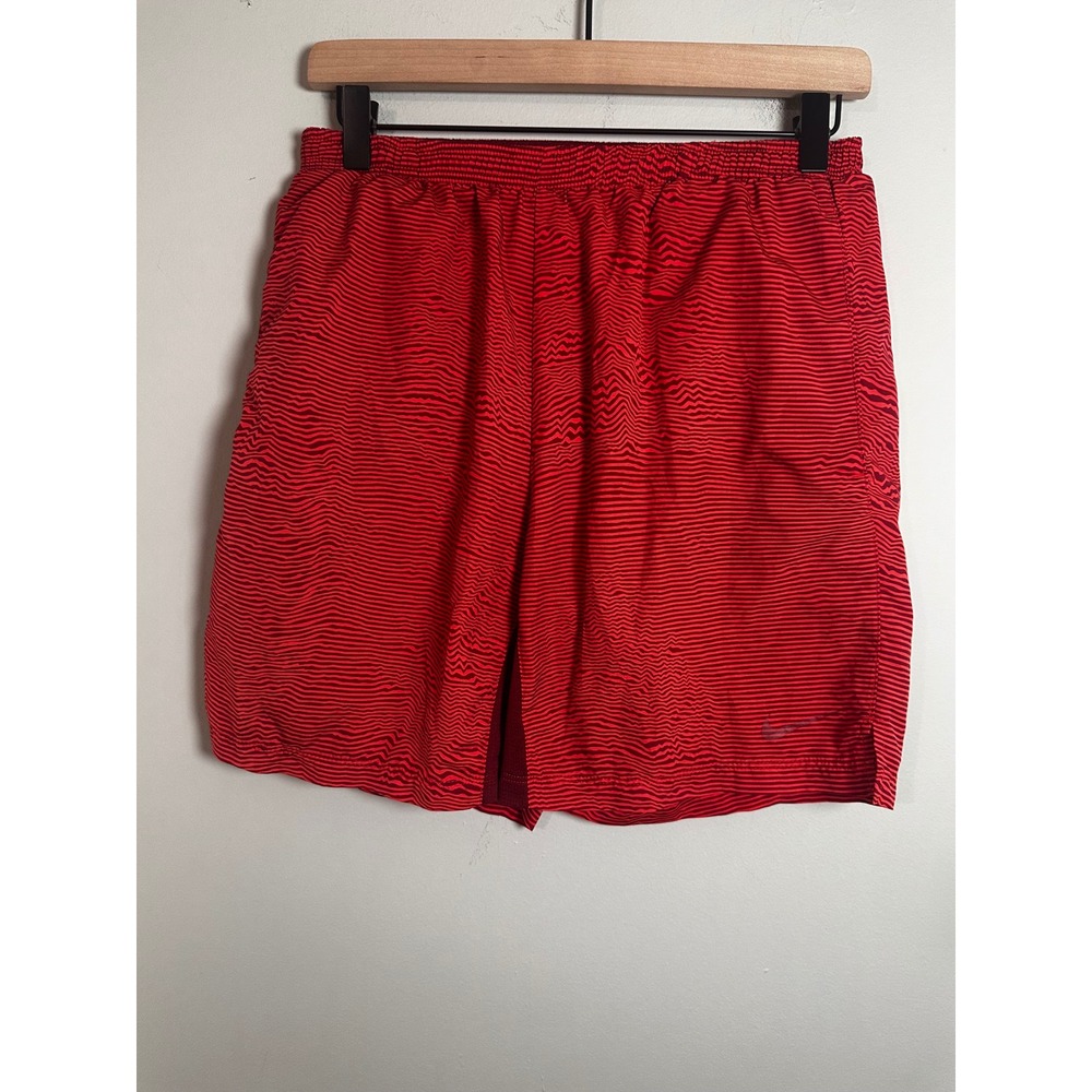 Nike Dri-FIT Mens Red Striped Running‎ Shorts Small Graphic Print Athletic Gym